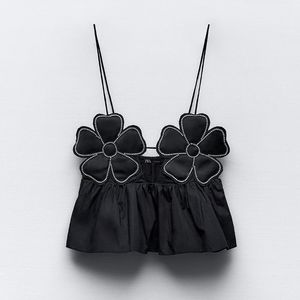 New Zara Rhinestone Floral Poplin Top - 7521/009